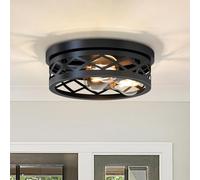 LVWIT Lámpara de Techo Vintage 3 Luces, Lampara Focos Techo, Lamparas Habitacion Techo Negro, Lampara Industrial para Vestíbulo, salón, Pasillo，Comedor (Casquillo E27, Sin Bombilla)