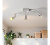 LVWIT Lámpara LED de techo con 3 focos, GU10, moderna, cromada, orientable, giratoria 350°, lámpara de cocina, foco de techo, salón, dormitorio, sin fuente de luz