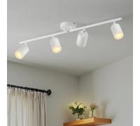 LVWIT Lámpara Techo con 4 Focos Giratorios GU10, Lámpara de Pared Interior Blanco Ajustables, Iluminación para Dormitorio Pasillo Cocina (Sin Bombillas)