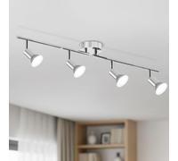 LVWIT Lámpara Techo Focos con 4 Focos Giratorios GU10, Lámpara de Pared Interior Cromada Ajustables, Foco Led Interior Techo Iluminación para Dormitorio Pasillo Cocina (Sin Bombillas).