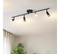 LVWIT Lámpara Techo Focos con 4 Focos Giratorios GU10, Lámpara de Pared Interior Negro Ajustables, Focos Led Interior Techo Iluminación para Dormitorio Pasillo Cocina (Sin Bombillas).