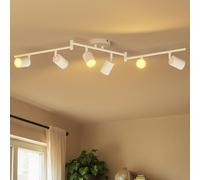 LVWIT Lámpara Techo Focos GU10, 6 Focos Giratorios, Lámpara de Pared Interior Blanco, Ajustables, Iluminación para Dormitorio, Pasillo, Cocina (Sin Bombillas, 40W)