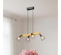 LVWIT Lamparas Colgantes de Techo Negro, Lamparas Isla Cocina E14, Lámparas de Techo de Madera，Lampara Comedor Techo con 4 Bases, para Salón,Dormitorio, Pasillo (Sin Bombillas)