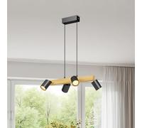 LVWIT Lamparas Colgantes de Techo Negro, Lamparas Isla Cocina GU10, Lámparas de Techo de Madera，Lampara Comedor Techo con 4 Bases, para Salón,Dormitorio, Pasillo (Sin Bombillas)