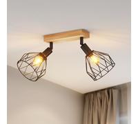 LVWIT Lámparas de techo,Focos de techo,Luces de cocina de pared Negro con E14,Focos de 2 vías ajustables,Lámpara de pared industrial,Lámpara de techo para salón(SIN bombillas)