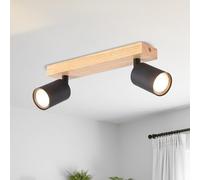 LVWIT Lámparas de Techo, GU10 Pantalla de Luz de Madera, 2 Way Accesorios de Luz Techos,Lámpara de Techo de pared Industrial Ajustable, Foco de Techo para Sala de Estar(No Incluye Bombillas)
