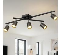 LVWIT Lamparas de Techo Orientables, Focos Led Interior Techo Negro, Lampara Techo Dormitorio con 4 Casquillos GU10,Lampara Techo para Salas de Estar,Dormitorio,Cocina,Comedor,Pasillo (Sin Bombilla)