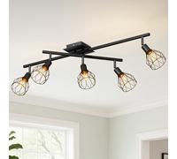 LVWIT Lamparas de Techo Orientables, Focos Led Interior Techo Negro,Lampara Techo Dormitorio con 5 Casquillos E14,Lámpara Salon Techo para Cocina,Comedor,Pasillo (Sin Bombilla)