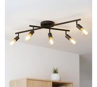 LVWIT Lamparas de Techo Orientables, Lampara Cocina Techo, Focos Led Interior Techo Negro, Lampara Salon Giratorios con 5 Casquillos E27 para Dormitorio, Comedor,Pasillo (Sin Bombilla)