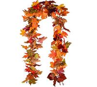 Lvydec Guirnalda de Hojas de Arce, 1,8 m, diseño de otoño Artificial para decoración de otoño, Bodas