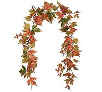 Lvydec Paquete de 2 guirnaldas de Arce de otoño - 6.5 pies/Pieza Guirnalda de follaje Artificial de otoño decoración de otoño para el hogar, Boda, Fiesta