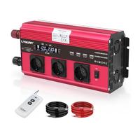 LVYUAN 2500W/5000W Inversor 12V a 220V 230V AC Convertidor Transformador con Mando a Distancia, LCD, 4 Puertos USB, 3 enchufes EU para Uso en Exteriores, fallo de alimentación de Emergencia