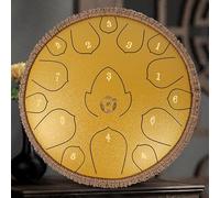 LVYUDS 13 Inch Handpan Retro, Tongue Drum de Acero for Principiantes Con 4 Patrones, Tambor de Lengua de Acero Al Carbono/acero de Titanio(Gold-C)