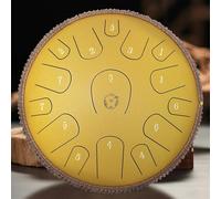 LVYUDS 13 Inch Handpan Retro, Tongue Drum de Acero for Principiantes Con 4 Patrones, Tambor de Lengua de Acero Al Carbono/acero de Titanio(Gold-D)