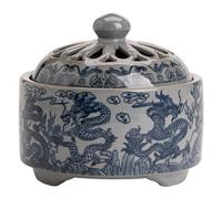 LVYUDS Cerámica para Tarro de Cebolla, Adornos de Cocina de Porcelana Azul y Gris Antigua China Recipiente para Ajos, Decoración de Cocina Tarro para Ajos