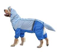 LVYUDS Cremallera Chubasquero para Perros Encapuchado, 4 Patas Todo Incluido a Prueba de Viento Impermeable Perro Retirable Cubierta Trasera Ejercicio Caminar Senderismo(Color:Azul,Size:5XL)