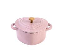 LVYUDS Forma de Corazón Olla Hierro Fundido, Esmaltado Cacerola Asas Dobles Inducción Horno Compatible Adecuado Sopa Guiso Cocineros Regalo (Color : Pink, Size : HEART SHAPE_350ML)