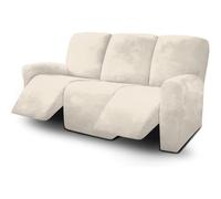 LVYUDS Hogar Cubre Sillon A Prueba De Polvo Funda Sillon Relax Reclinable para 1/2/3 Plazas De Felpa Corta Funda Butaca Antideslizante Protector Elástico para Salón(2-Seater,Blanco)