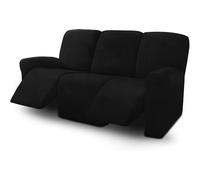 LVYUDS Hogar Cubre Sillon A Prueba De Polvo Funda Sillon Relax Reclinable para 1/2/3 Plazas De Felpa Corta Funda Butaca Antideslizante Protector Elástico para Salón(1-Seater,Negro)