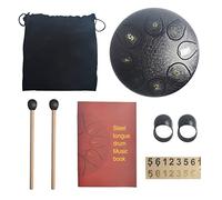 LVYUDS Instrumento de Handpan for Niños Pequeños, 5.5 Inch Juego de Batería Portátil Con Patrón de Loto Y Bolsa de Tongue Drum(Negro)
