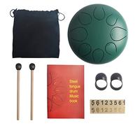 LVYUDS Instrumento de Handpan for Niños Pequeños, 5.5 Inch Juego de Batería Portátil Con Patrón de Loto Y Bolsa de Tongue Drum(Verde)