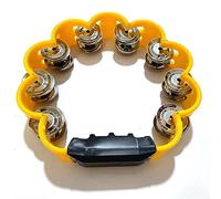 LVYUDS Pandereta de Flor de Ciruelo for Adultos, Instrumento Pandereta Profesional de Percusión de Doble Capa for Fiesta Con Manivela(Color:Amarillo)