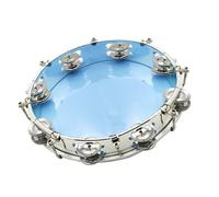 LVYUDS Pandereta de Mano Profesional, Instrumento de Percusión for Fiestas for Adultos/principiantes, Pandereta Profesional de Doble Con Manivela(Color:Silver)