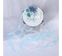 LVYUDS Pandereta Tridimensional de Estilo Antiguo, Instrumento de Flor Tridimensional, Pandereta Profesional de Manivela Con Serpentinas(Color:J)