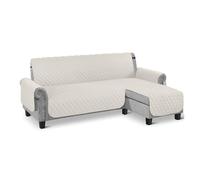 LVYUDS Siamesas Funda Sofa Lavables Aptas para Mascotas En Forma De L Cubre Sofa Antideslizantes Protector Cuatro Estaciones A Prueba De Polvo Ajustable para Visitas(Left 3+2(S),Blanco)