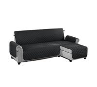LVYUDS Siamesas Funda Sofa Lavables Aptas para Mascotas En Forma De L Cubre Sofa Antideslizantes Protector Cuatro Estaciones A Prueba De Polvo Ajustable para Visitas( Left 3+4(XL),Negro)