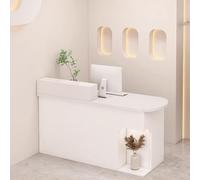 LVYWEX Morden Reception Desk, with Storage Drawers and Open Shelves,for Salons, Boutiques, and Cafes(White/Right,70.9")