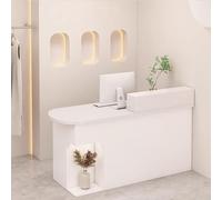 LVYWEX Morden Reception Desk, with Storage Drawers and Open Shelves,for Salons, Boutiques, and Cafes(White/Left,78.7")