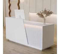 LVYWEX Mostrador De Recepción, con Cajones de Almacenamiento Y Estantes Abiertos, IDAL para Salones De Belleza, Boutiques Y Cafeterías(White Right,140cm)