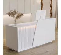 LVYWEX Mostrador De Recepción, con Cajones de Almacenamiento Y Estantes Abiertos, IDAL para Salones De Belleza, Boutiques Y Cafeterías(White Left,100cm)