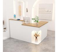 LVYWEX Mostrador de Recepción, Mesa de Mostrador con Cajones De Almacenamiento Y Estantes Abiertos, para Salones(White Right,160cm)