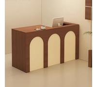 LVYWEX Reception Desk, Retail Counter with Lockable Drawers and Open Shelves,Usable for Checkout, Lobby, and Beauty Salons(Brown+Beige Left,140cm)
