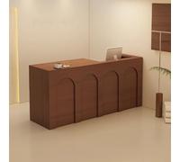 LVYWEX Reception Desk, Retail Counter with Lockable Drawers and Open Shelves,Usable for Checkout, Lobby, and Beauty Salons(Brown Left,140cm)