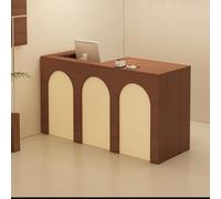 LVYWEX Reception Desk, Retail Counter with Lockable Drawers and Open Shelves,Usable for Checkout, Lobby, and Beauty Salons(Brown+Beige Right,120cm)