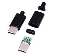 LVYXON 2 conectores USB C macho con placa PCB para soldar, carcasa tipo C, color negro o blanco, kit de repuesto de reparación de cables de bricolaje (negro)