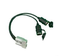 LVYXON Adaptador de enchufe de 50 A a doble 16 A para caravana, 12/24 V, divisor de potencia de remolque resistente con cable de 30 cm para luces de frigorífico y camping