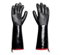 LVYXON Guantes de barbacoa resistentes al calor, protección de alta temperatura, impermeables, a prueba de aceite, guantes de cocina de neopreno para asar, hornear, freír, 14 pulgadas, color negro
