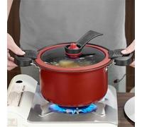 LVYXON Olla a presión de 3,5 L para cocinar en olla de estofado, interior de acero inoxidable antiadherente con tapa de vidrio, multifuncional para cocción lenta, vapor y uso de llama abierta