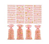 LVZGCXPO 50 bolsas de papel de cristal de color rosa dorado para el día de San Valentín, diseño de lunares en forma de corazón para bautizo de bebé, dulces, galletas, bodas y fiestas de vacaciones