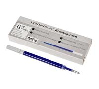 LVZONGXIN 12 recambios de gel líquido punta metálica, compatible con Pentel Energel - [Azul] - 0,7 mm punta de bola de repuesto, funciona con Pilot G2 07, mina de gel [no se puede borrar]