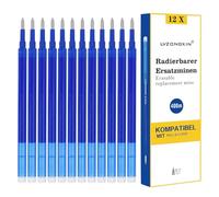 LVZONGXIN [Paquete de 12] Recambio de repuesto borrable, compatible con Pilot Frixion [Azul], bolígrafo roller borrable, punta de 0,7 mm, recambios con tinta borrable