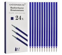 LVZONGXIN Recambios Borrables, 24 Minas de Repuesto con Tinta Borrable, Compatibles con Legami, [Azul] - Punta de 0,7 mm, Altura 13 cm, Rollo de Tinta Borrable