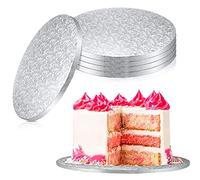 LWAIX Base Tartas Redonda 30cm 12mm Base de Cartón Tableros para Tartas para Bodas Fiestas de Cumpleaños Decoración de Pasteles 5PCS (Plata)
