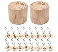 Lwaviwer 16 marcadores extraíbles con caja de almacenamiento de madera para tejer y ganchillo, marcadores de ganchillo de madera