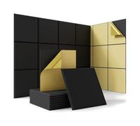 Lwaviwer Paquete de 18 paneles acústicos autoadhesivos, 12 x 12 x 0.4 pulgadas, paneles de pared de espuma a prueba de sonido, para el hogar, estudio, oficina, color negro
