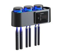 Lwaviwer Soporte para Cepillos Dientes Montado en Pared No Requiere Perforación con Organizador Cepillos Dientes Inteligente 6 Ranuras Negro